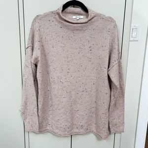 MADEWELL blush oatmeal pink tan speckled wool cowl/turtle neck sweater - sz M